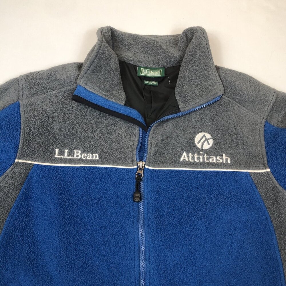 LL Bean Mens Attitash Perfect Turn Blue Fleece Full Zip Polartec Jacket Medium - Picture 4 of 13